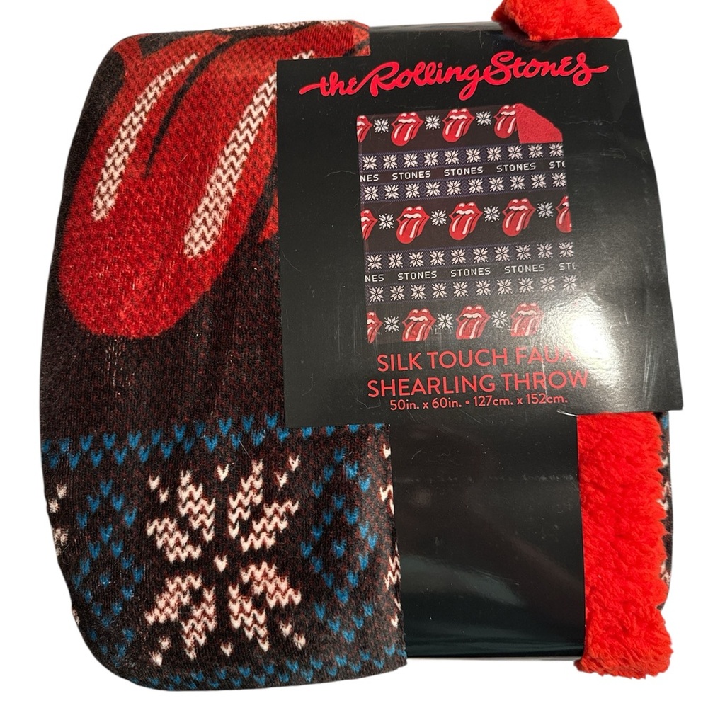 Rolling Stones Shearling Throw Blanket 50” x 60” BRAND NEW